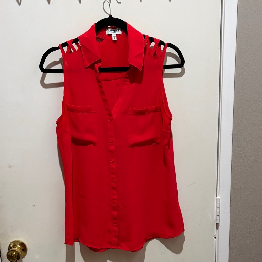 Express Red Sleeveless Blouse
